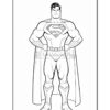 Superman stands confidently with his hands on his hips, wearing his iconic cape and emblematic S logo on his chest.