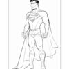 Superman stands in a heroic pose, wearing a classic blue suit, red cape, and emblematic 