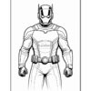 A superhero character in a sleek suit with a helmet stands confidently, ready for action.