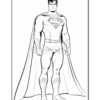 Superman, depicted in a classic pose, wearing his iconic blue suit and red cape, ready for action.