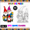 Cute gnome flowers coloring pages from artcoloringpage.com, featuring playful gnomes and intricate designs for a coloring book.