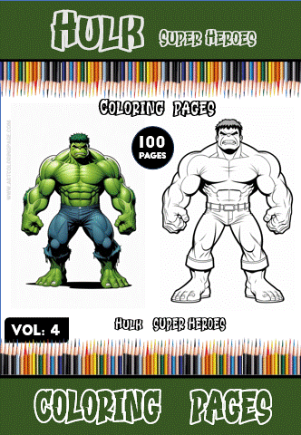 Hulk coloring page from a free coloring book featuring superheroes, available at artcoloringpage.com, with 100 pages to choose from.