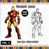 Coloring page featuring Iron Man from a superhero coloring book with both colored and black-and-white versions, available at artcoloringpage.com.