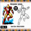 Iron Man coloring pages from artcoloringpage.com, featuring colored and black-and-white images for a free coloring book.