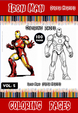 Iron Man coloring pages from artcoloringpage.com, featuring a vibrant character illustration and a blank outline for coloring in your coloring book.