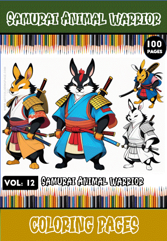 Samurai Animal Warrior characters in colorful armor, featuring a coloring book theme with free coloring pages from artcoloringpage.com.