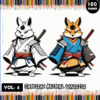 Samurai Animal Warrior coloring page from artcoloringpage.com, featuring stylized animals in warrior attire and swords, ideal for free coloring pages.