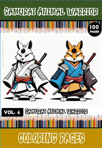 Samurai Animal Warrior coloring page from artcoloringpage.com, featuring stylized animals in warrior attire and swords, ideal for free coloring pages.