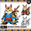 Samurai Animal Warrior coloring book cover featuring a stylized rabbit in armor, promoting free coloring pages at artcoloringpage.com.