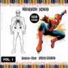 Spider-Man coloring pages featuring a black-and-white outline and a colorful action pose, available on artcoloringpage.com with free coloring pages for your coloring book.