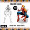 Spider-Man coloring page from a coloring book featuring two versions: a black-and-white outline and a colored illustration. Free coloring pages available at artcoloringpage.com.