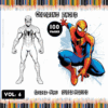 Spider-Man coloring book cover featuring black and white and colored illustrations, promoting free coloring pages from artcoloringpage.com.