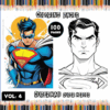 Coloring page featuring Superman from a coloring book with 100 pages, available for free at artcoloringpage.com.