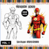 Coloring page of The Flash, showcasing a design for a coloring book with 100 pages, available for free on artcoloringpage.com.