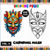 Carnival mask coloring pages from the cozy coloring book with vibrant designs for artcoloringpage.com, featuring two mask illustrations.