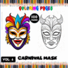 Carnival mask coloring pages from artcoloringpage.com, featuring intricate designs for a cozy coloring book experience.