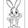 A cheerful cartoon rabbit with long ears, wearing a bow tie and a vest, standing with a hand raised in a friendly pose.