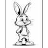 A cartoon rabbit character standing confidently in a hoodie and sneakers, designed for coloring.