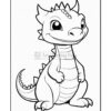 A cute cartoon dragon with a big smile, large eyes, and small spikes on its head, ready for coloring.