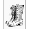 A pair of ornate, floral-patterned boots with laces, designed for coloring.