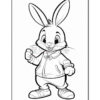 A cartoon bunny character with large ears, wearing a hoodie and sneakers, stands confidently with a raised fist.