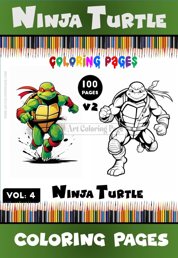 Dive Into Action with TMNT Heroes Coloring Templates Vol. 4