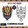 Dive Into Creativity Carnival Mask Coloring Books Vol 4 - 100-Page