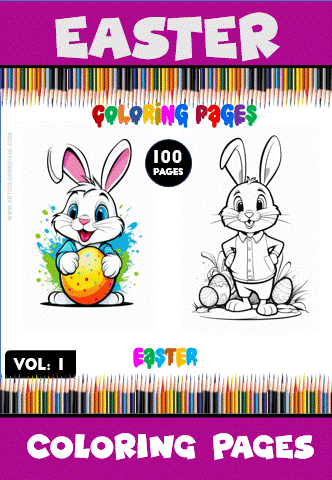 Easter-themed coloring pages featuring cute bunnies and eggs, perfect for a cozy coloring book from artcoloringpage.com.