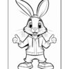 A cartoon rabbit character with large ears, wearing a hoodie and sneakers, giving a thumbs-up gesture.
