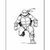 A cartoon turtle character, likely Michelangelo from the Teenage Mutant Ninja Turtles, is depicted in a dynamic running pose.