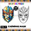 Journey Into Creativity Carnival Mask Coloring Sheet Vol 9 - 100 Pages