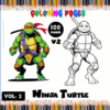 Ninja Turtle coloring page from artcoloringpage.com with one colored and one line drawing, perfect for a coloring book or free coloring pages.