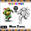 Ninja Turtle coloring page showcasing two characters, designed for a coloring book; features free coloring pages from artcoloringpage.com.