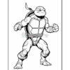 Leonardo, a Teenage Mutant Ninja Turtle, stands confidently with his signature blue mask and weapons drawn, ready for action.