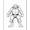 Michelangelo, a Teenage Mutant Ninja Turtle, stands in a ready pose with a muscular build and his signature orange bandana.