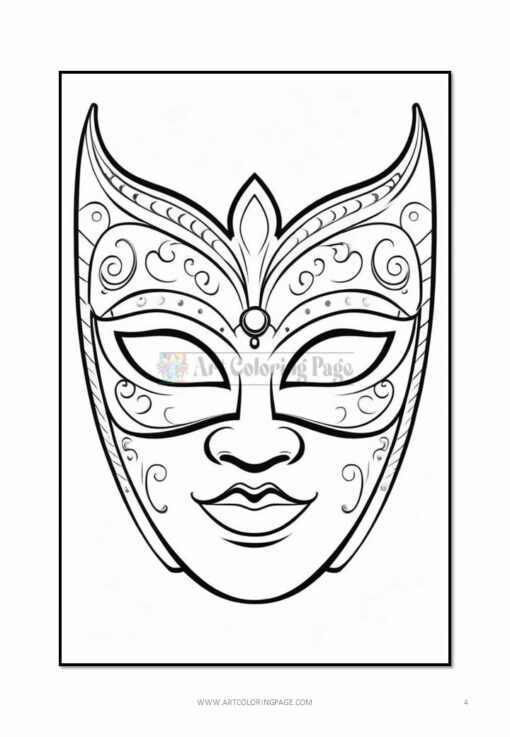 Unveil the Celebration: Carnival Mask for Coloring Vol 10 - 100 Pages