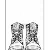 A pair of detailed black and white floral-patterned boots with laces, suitable for coloring.