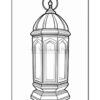 A detailed line drawing of a decorative lantern with a domed top and ornate design.