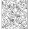 Coloring page featuring intricate patterns of large flowers and leaves, designed for coloring.