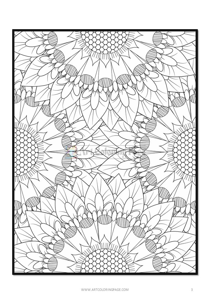 A detailed black and white outline of interlacing flowers, suitable for coloring or artistic design.