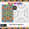 Coloring page featuring vibrant floral mandalas from a cozy coloring book, highlighting detailed designs for relaxation.
