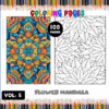 A vibrant flower mandala coloring page from a cozy coloring book, featuring intricate designs for relaxation and creativity.