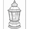 A detailed line drawing of a traditional lantern with a dome top and ornate base, designed for coloring.