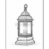 A detailed line drawing of an ornate lantern with decorative patterns, designed for coloring.
