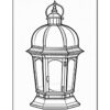 A decorative lantern design with a domed top and transparent sides, outlined for coloring.