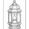 A decorative lantern with a candle inside, featuring an ornate design and geometric patterns.