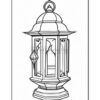 A decorative lantern with intricate designs and a pointed top, outlined for coloring.