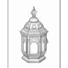A detailed line drawing of an ornate lantern with decorative elements and a pointed top, ready for coloring.