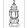 A detailed line drawing of an ornate urn with intricate patterns and a decorative lid, suitable for coloring.