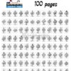 A grid of 100 coloring page designs featuring various cartoon fish characters. Each fish has distinct shapes and patterns.